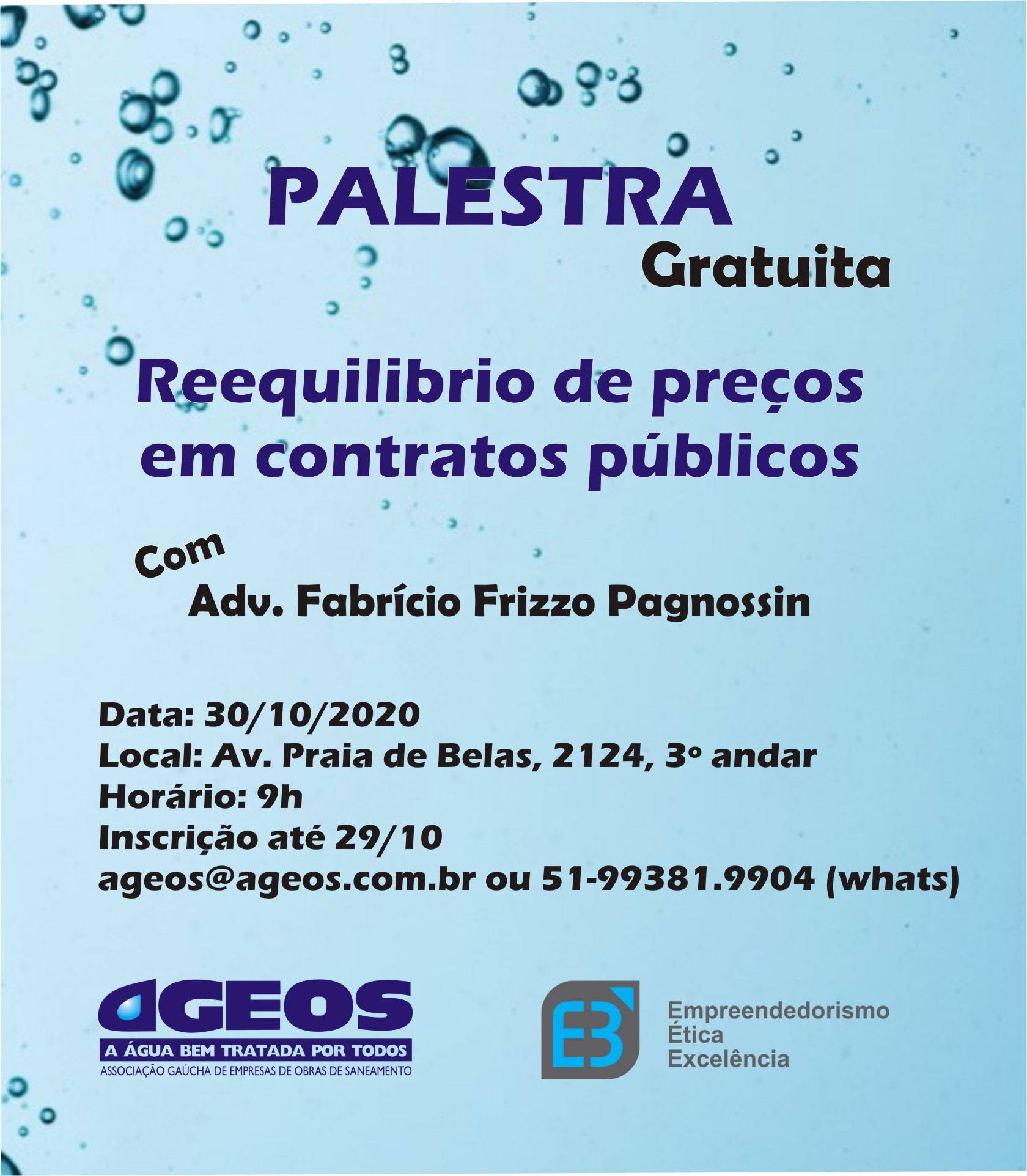 Palestra AGEOS: Reequilíbrio de preços em contratos públicos
